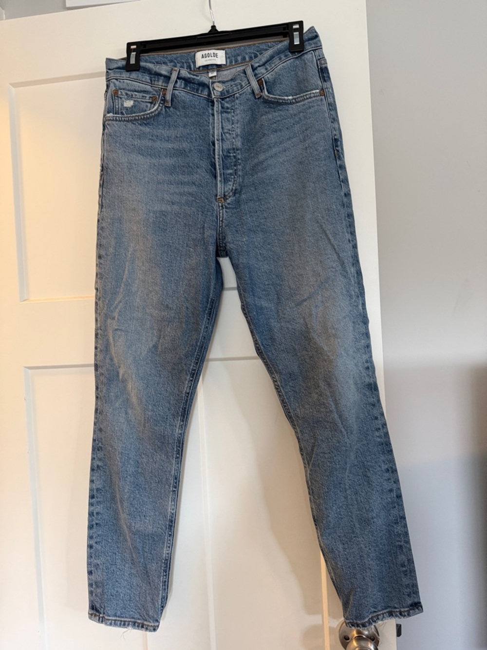 Agolde High-Rise Light Blue Straight Jeans